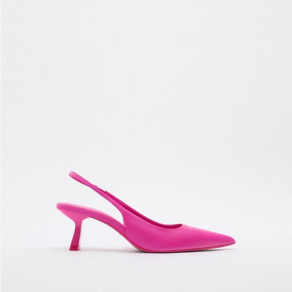 Zara Fuchsia Heeled Slingbacks Size 38 (F) - Picture 2 of 4
